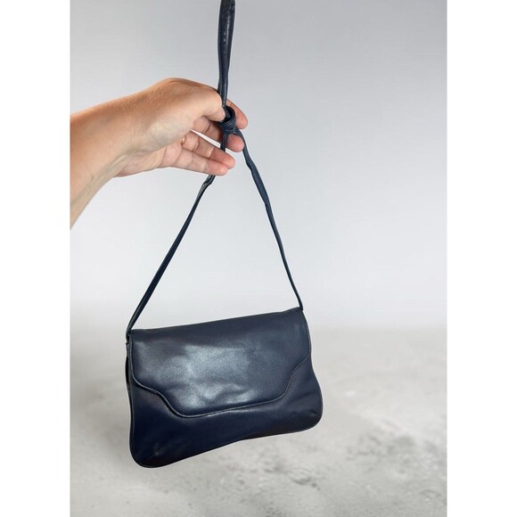 Unbranded Handbags - Vintage Navy Blue Shoulder Bag Clutch Purse Korea Snap Closure Retro Handbag Mod